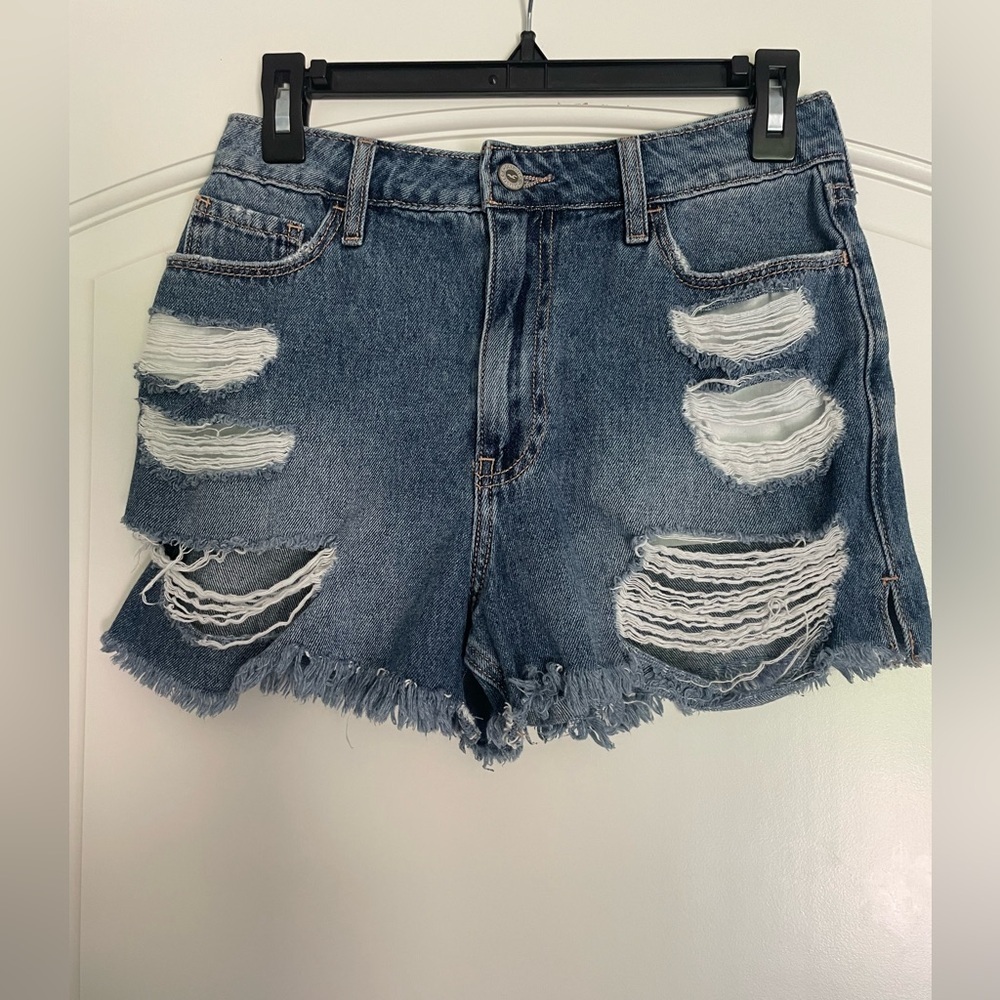 Hollister Distressed Blue Denim Cutoff Shorts